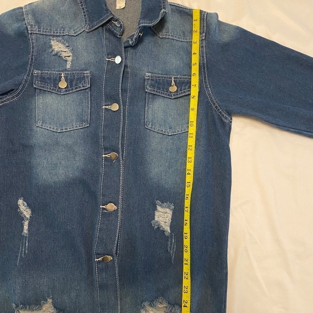 DENIM Jacket-Distressed- Size Medium - Picture 6 of 7